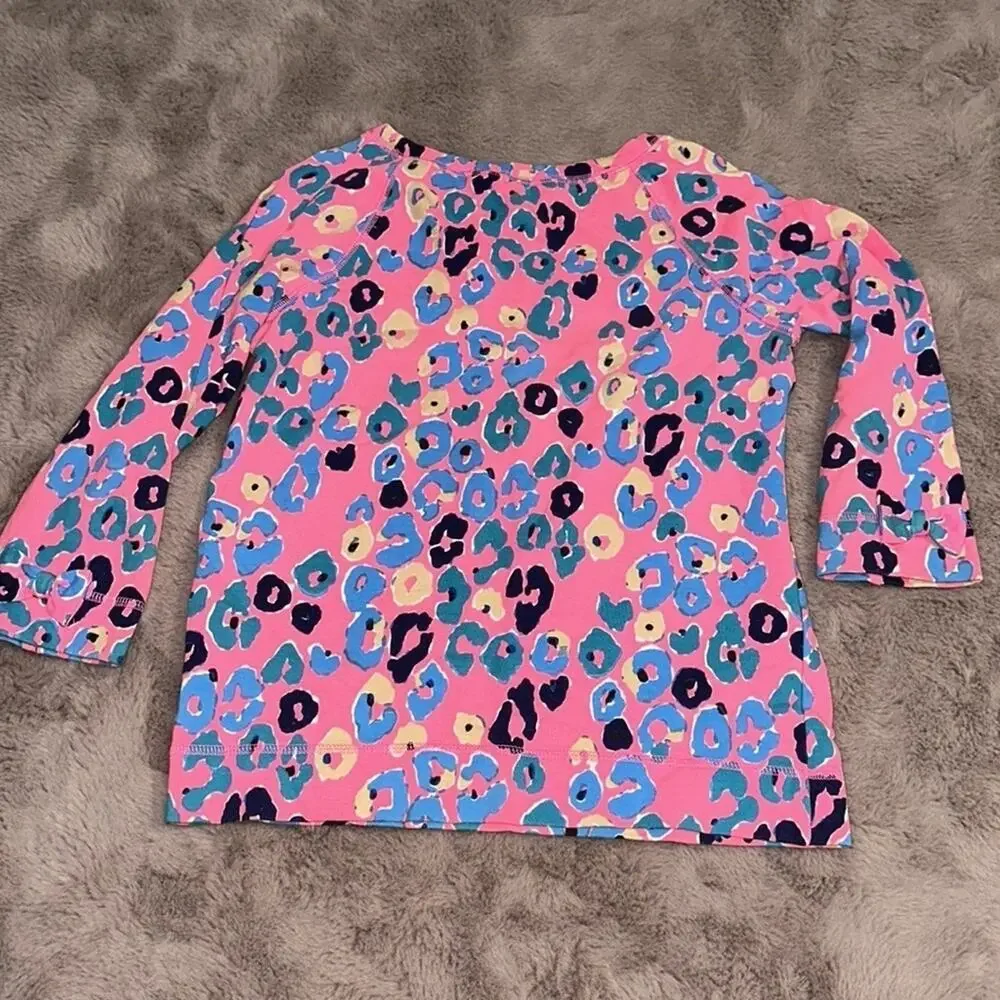 Lilly Pulitzer Corine Paws Off Leopard Pink Long Sleeve Shirt Size M Girls